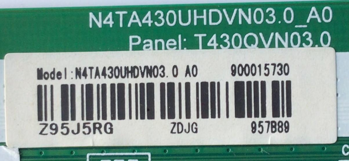 KIT DE TARJETAS PARA TV ON  / MAIN FUENTE LDD.M3458.A138 / DB01-JP-1904190054  / 319042000602333 / 1105601194Q / T-CON N4TA430UHDVN03.0_A0 / T430QVN03.0 / 900015730 / DISPLAY T430QVN03.0 / MODELO  - Imagen 3